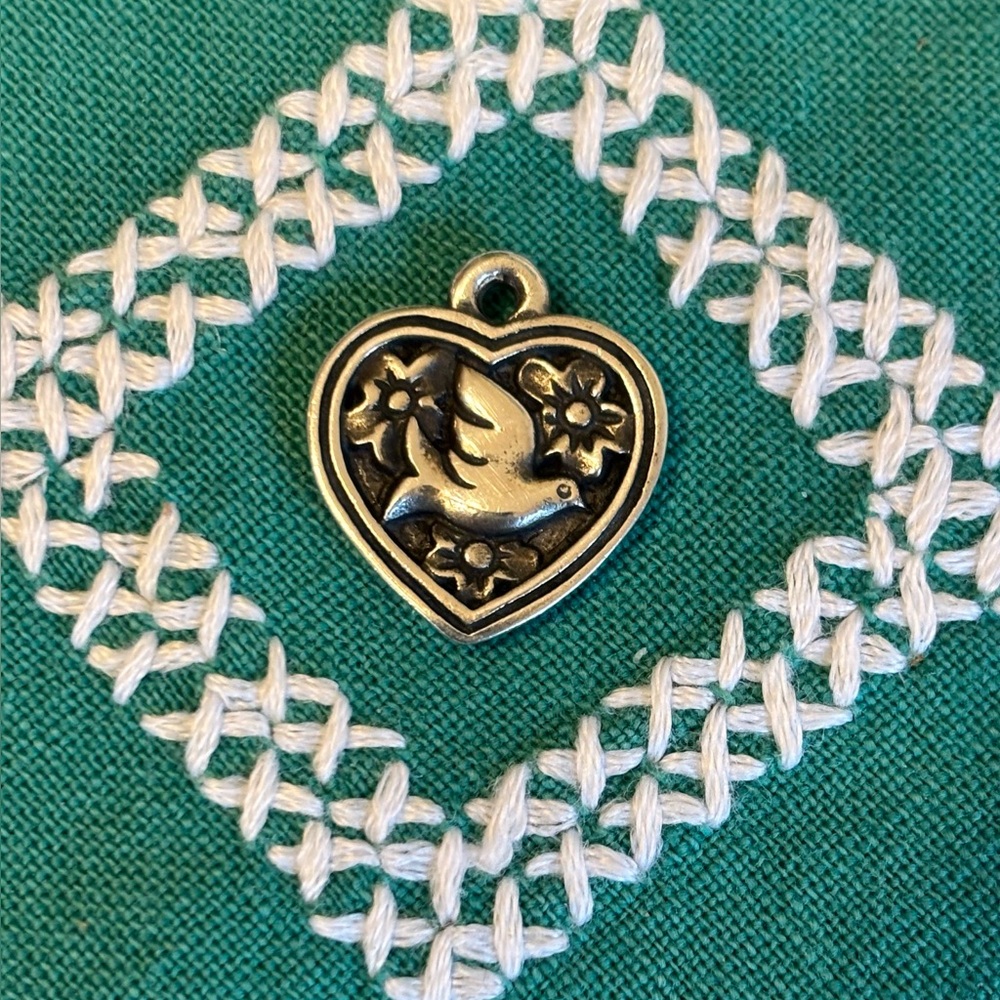 James Avery Retired Silver Dove in Heart Pendant